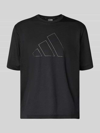 adidas Regular Fit T-Shirt in Mesh-Optik mit Logo-Print in Black, Gr&ouml;&szlig;e XXL