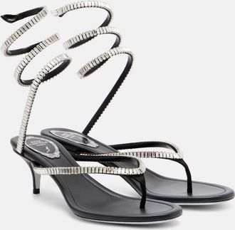Rene Caovilla Embellished satin thong sandals
