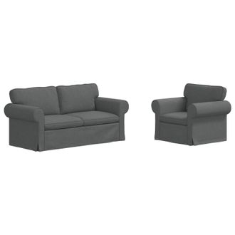 vidaXL Juego De Sof&aacute; 2 Uds. Gris Oscuro Tela Vidaxl