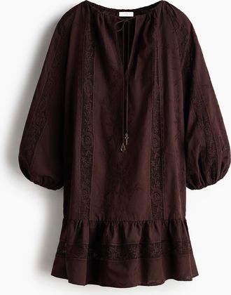 H&M Tunikakleid mit Spitze - Dunkelbraun