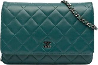 Chanel Pre-owned Wallet on Chain - Dames - Vintage Schoudertas - Groen - ONE Size - Leer - Vintage