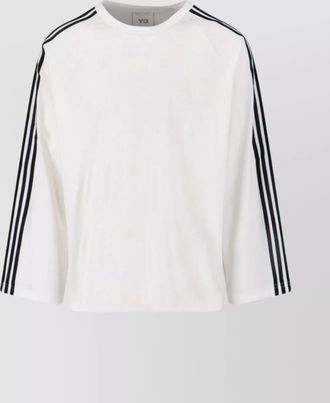 Yohji Yamamoto crew neck striped raglan sleeves top