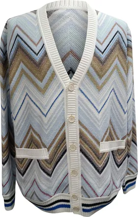 Missoni Zig-Zag Printed Buttoned Cardigan in Multicolor Cotton