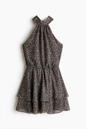 H&M Neckholderkleid aus Chiffon - Grau