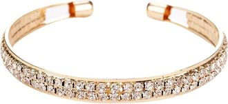 Generic 1PC 2 Rows Bracelet Rhinestone Jewelry Charm Birthday Surprise Gift For Woman Girls Fashion (Gold, One Size)