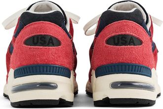 New Balance Mens Suede And Mesh Sneaker Red Rubber