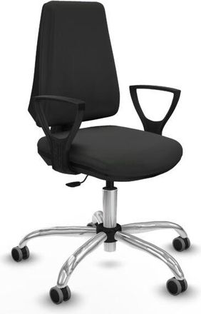 Piqueras y Crespo Piqueras Y Crespo - Elche Cp Similpiel Gris Oscuro Brazos Fijos Base Cromada Ruedas Engomadas 65mm