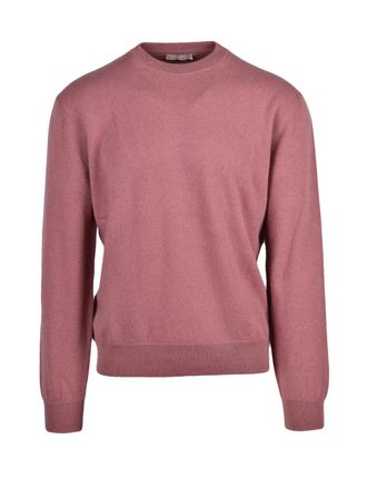 Daniele Fiesoli Cashmere Crewneck Sweater In Delicate Old Rose Shade