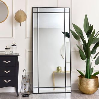 Melody Maison Large Black Framed Wall / Leaner Mirror 80cm X 180cm | Size: 80 cm X 180 cm