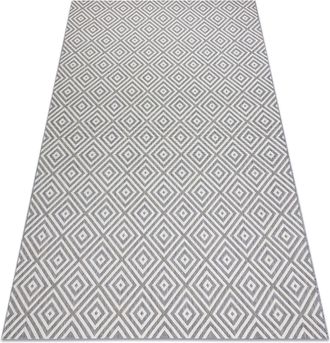 RugsX Rugsx - Alfombra Sisal Flat 48607637 Cuadrados Rombos Gris / Crema Grey 140x200 Cm