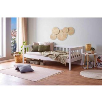 M&S Collection M&s - divano letto sintro con sponde 90x200 pino massello bianco doghe incuse