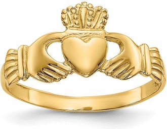Diamond2Deal 14k Yellow Gold Polished Ladies Claddagh Ring