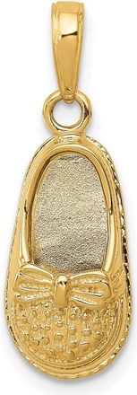 Diamond2Deal 14k Yellow Gold 3-D Baby Shoe with Bow Pendant