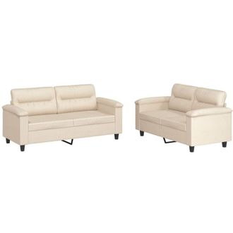 vidaXL Vidaxl - Juego De Sof&aacute;s Con Cojines 2 Piezas Tela Microfibra Beige