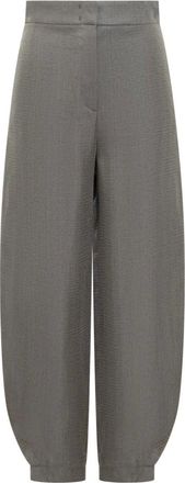 Emporio Armani Tapered Trousers, female, Gray, Size: S Wide-leg Trousers