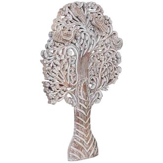 Wanderlust Deco Panel De Madera De &Aacute;rbol Blanco Acabado Artesanal 60x5x90cm