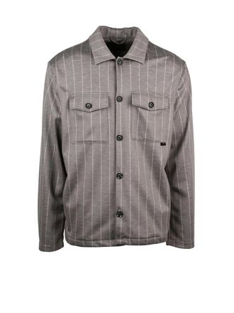 Liu Jo Grey Pinstripe Polyester-Cotton Blend Knit Shirt