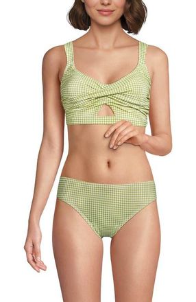 Lands End Twist Front Bikini Top in Bright Pistachio Gingham at Nordstrom, Size Xx-Small
