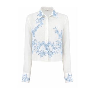 Ermanno Scervino Shirts, female, White, Size: S Cropped Embroidered Shirt