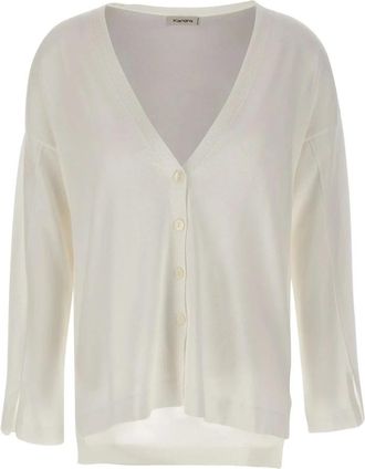 KANGRA Asymmetrische Katoenen Cardigan - Dames - Vesten - Wit - S - Katoen - Truien & Vesten