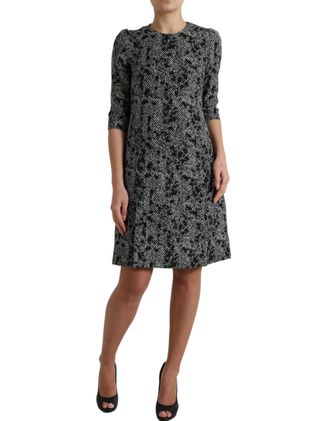 Dolce & Gabbana Womens Black Chevron Polyester Shift Mini Dress