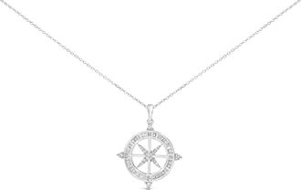 House of Brilliance Sterling Silver 3/4 Cttw Diamond Compass Medallion Pendant Necklace