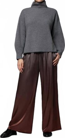 Max & Moi Basti Wide Leg Stretch Silk Pant In Gradient Chocolate