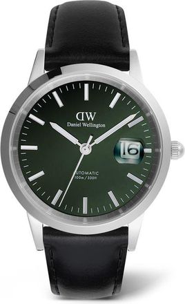 Daniel Wellington Iconic Automatic Leather Strap Watch, 40mm in Silver at Nordstrom