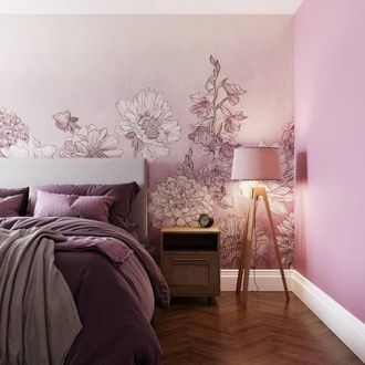 Superfresco Easy Muted Floral Lilac Print To Order 3m x 2.8m Mural in Purple