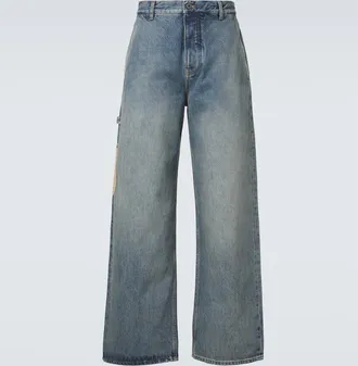 Loewe Suede-trimmed straight jeans