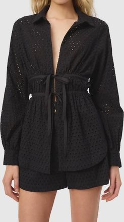 Cami NYC Stefania Eyelet Tie Waist Top In Black