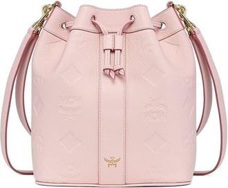 MCM Dessau Drawstring Bag in Maxi Monogram Leather in Lotus Pink at Nordstrom
