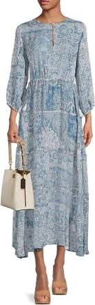 Johnny Was Els Slip Dress In Denim Embroidery