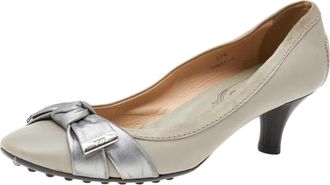 Tod's Tods Grey Leather Bow Pumps