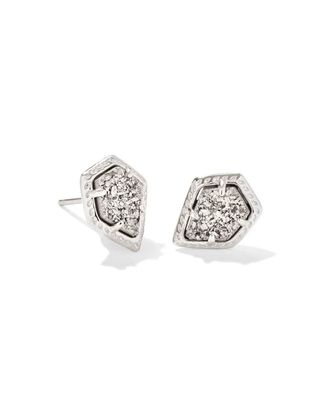 Kendra Scott Womens Framed Tessa Stud Earrings In Silver Platinum Drusy