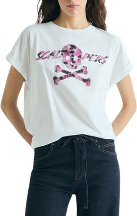 Scalpers Animal Print Skull T-Shirt in White at Nordstrom, Size X-Small Eu