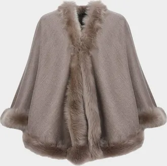 Gorski Wool and Cashmere Cape with Merinillo Shearling Lamb Trim