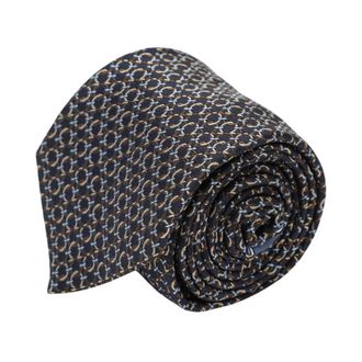 Ferragamo Corbata de Seda con Estampado Gancini - Accessories - Hombre - Marr&oacute;n - ONE SIZE