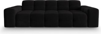 MICADONI Sofá 3 plazas de terciopelo negro