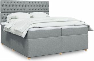 vidaXL Vidaxl - Cama Box Spring Con Colch&oacute;n Tela Gris Claro 200x200 Cm
