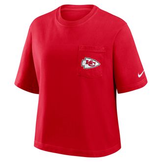 Nike Kansas City Chiefs Rewind Pocket Boxy Nike Womens NFL T-Shirt in Red | 11CM65N7G-WZ9