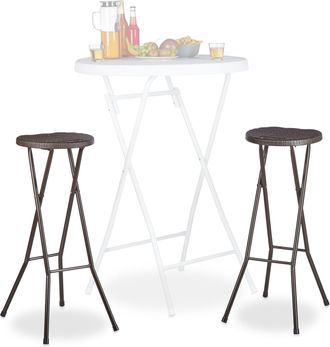 Relaxdays Relaxdays - Taburete Bar Bastian Plegable, Set De 2, Resistente Intemperie, 80 Cm, Silla De Bar, Pl&aacute;stico, Barra, Marr&oacute;n