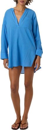 O'Neill Belizin Long Sleeve Semisheer Cotton Cover-Up Tunic in Blue at Nordstrom, Size X-Small