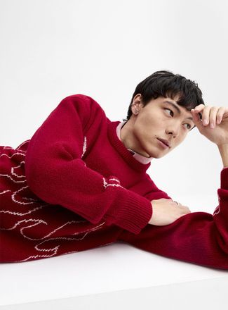 Djab Mens Flame jacquard loose sweater