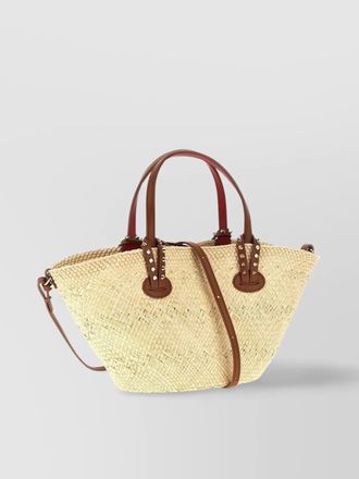 Christian Louboutin studded woven tote bag handles