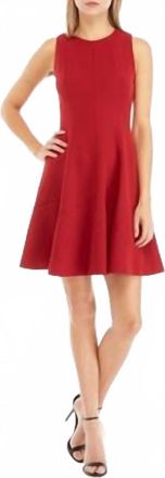 Anne Klein Sleeveless Crepe Fit And Flare Dress In Titan Red