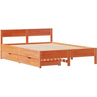 vidaXL Estructura De Cama Sin Colch&oacute;n Madera Maciza Marr&oacute;n 120x190 Cm Vidaxl