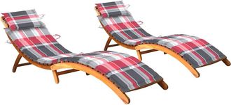 vidaXL Vidaxl - Tumbonas 2 Unidades Con Cojines Madera Maciza De Acacia