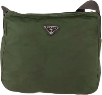 Prada Pre-owned Cross Body Bags, female, Green, Size: ONE SIZE Pre-owned Zip top messenger bag