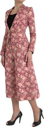 Dolce & Gabbana Womens Pink Floral Jacquard Slim Fit 2 Piece Suit
